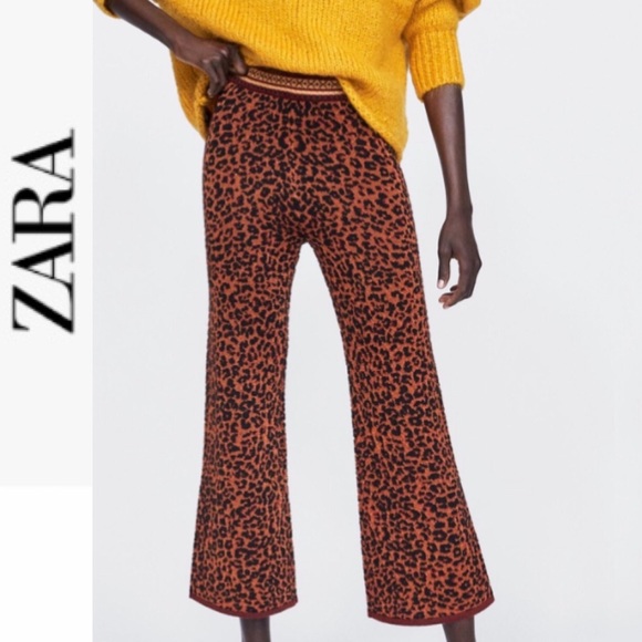 red leopard print trousers zara